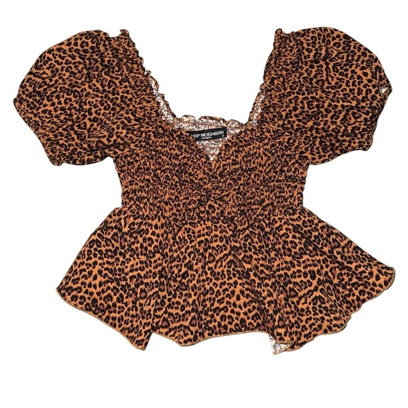 Shop Neighbor Tops - Leopard Print Peplum Top